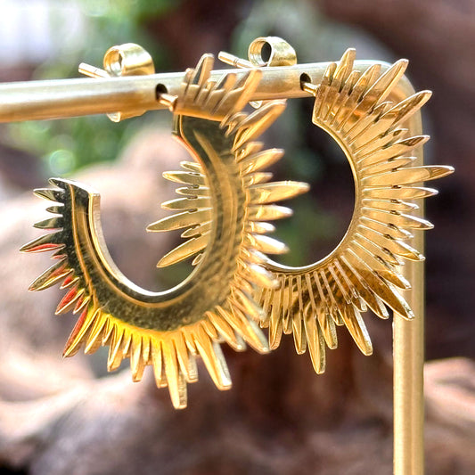 Golden Sunburst Hoops