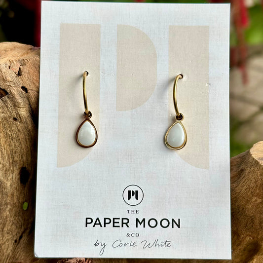 Ivory Teardrop Stud Hoops